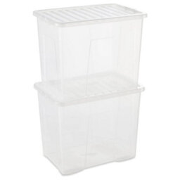 Storm Trading Group 5 X Heavy Duty Multipurpose 80 Litre Home Office Clear Plastic Storage Containers With Lids - thumbnail 3