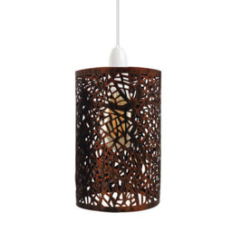 Easy Fit Rustic Red Wire Cage Frame Open Style Pendant Light Shade Metal Cage Drum Lampshade Ceiling Pendant Lamp - thumbnail 2