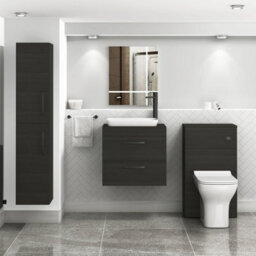 Royal Bathrooms Turin 500mm Wall Mounted Bathroom Vanity Unit With Sink 2 Drawer Hale Black & Qubix Countertop Basin - thumbnail 3