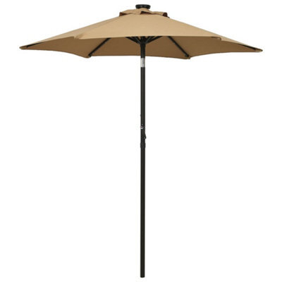 Berkfield Parasol With Led Lights Taupe 200X211 Cm Aluminium - image 1
