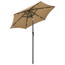 Berkfield Parasol With Led Lights Taupe 200X211 Cm Aluminium - thumbnail 2