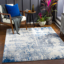 Livabliss Monaco-Abstract Blue Charcoal Grey Modern Marble Living Dining Bedroom Rug 200 X 290 Cm Easy Care, Non Shedding - thumbnail 2