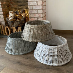 40/58Cm Samuel Alexander Deluxe Wicker Willow Christmas Tree Skirt - Medium Light Grey - thumbnail 2