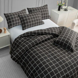 Lazzaro Self Checkered Premium Microfiber Duvet Cover Set Ultrasoft Breathable Bedding Sets With Zipper Closure - thumbnail 5