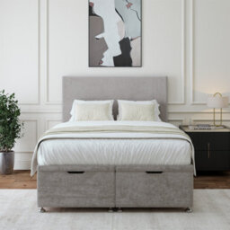 Bedmaster Seal Grey Luxury Velvet Ottoman Divan Base And Plain Headboard King Size - thumbnail 1
