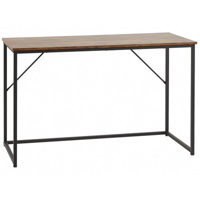 Beliani Home Office Desk Pembro Dark Brown 120 Cm 55 Cm - image 1