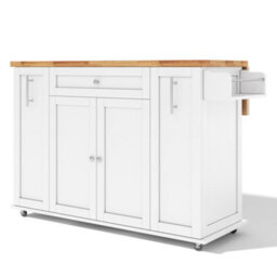 Abrihome Kitchen Island On Wheels With Foldable Countertop, 3-Tier Vertical Drawers & Lockable Casters - thumbnail 7