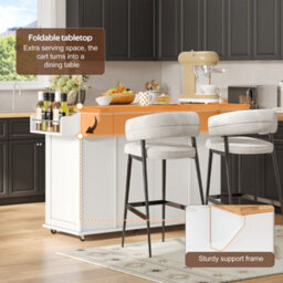 Abrihome Kitchen Island On Wheels With Foldable Countertop, 3-Tier Vertical Drawers & Lockable Casters - thumbnail 4