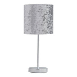 First Choice Lighting Set Of 2 Chrome Stick Table Lamps With Grey Crushed Velvet Shades - thumbnail 2