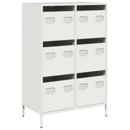 Berkfield Highboard White 68X39X101.5 Cm Steel - thumbnail 2