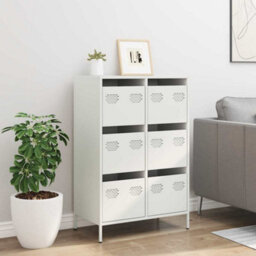 Berkfield Highboard White 68X39X101.5 Cm Steel - thumbnail 3