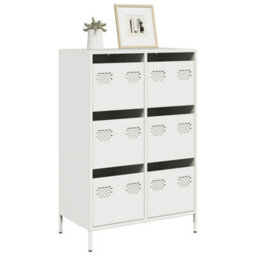 Berkfield Highboard White 68X39X101.5 Cm Steel - thumbnail 1