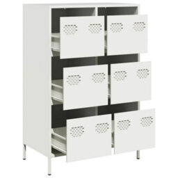 Berkfield Highboard White 68X39X101.5 Cm Steel - thumbnail 4