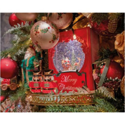 Kaemingk Led Water Spinner Snow Globe Plastic Santa Book Indoor Christmas Decoration  L.7Cm W.16Cm H.21Cm