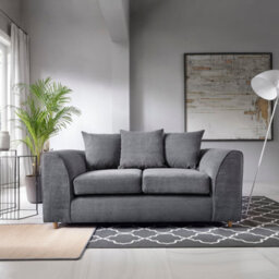 Abakus Direct Jumbo Grey Cord 2 Seater Sofa For Living Room With Thick Luxury Deep Filled Cushioning - thumbnail 1