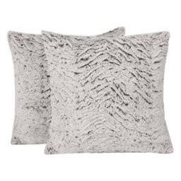 OHS 2 Pack Two Tone Faux Fur Fleece Cushion Covers, Natural - 45 X 45Cm - thumbnail 4