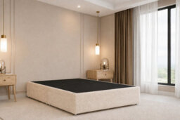"Chester & Oakley Beds Chester & Oakley Velora Cream Teddy Divan Bed Base No Drawers With 54"" Floor Standing Winged Headboard 6' Super King" - thumbnail 4