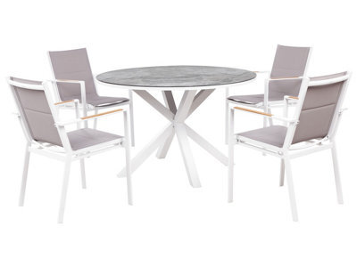 Beliani Garden Dining Set 4 Seater Maletto/busseto Metal Marble Effect Grey - image 1