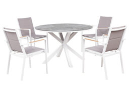Beliani Garden Dining Set 4 Seater Maletto/busseto Metal Marble Effect Grey - thumbnail 1