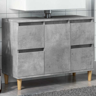 Berkfield Sink Cabinet Concrete Grey 80X33X60 Cm Engineered Wood - image 1