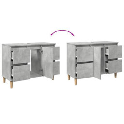 Berkfield Sink Cabinet Concrete Grey 80X33X60 Cm Engineered Wood - thumbnail 8