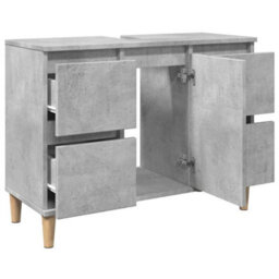 Berkfield Sink Cabinet Concrete Grey 80X33X60 Cm Engineered Wood - thumbnail 5
