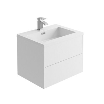 Plum&clay Borneo White Wall Hung Vanity Unit & Basin Set Bathroom Furniture (W)600mm (H)470mm - image 1