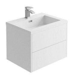 Plum&clay Borneo White Wall Hung Vanity Unit & Basin Set Bathroom Furniture (W)600mm (H)470mm - thumbnail 2