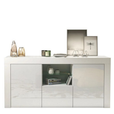 Tv Unit Tv Stand Sideboard Storage Cabinet White Gloss Doors Shelf 145Cm - image 1