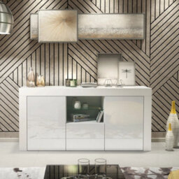 Tv Unit Tv Stand Sideboard Storage Cabinet White Gloss Doors Shelf 145Cm - thumbnail 2