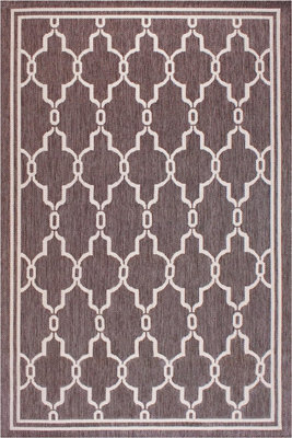 Silver Spanish Tile Garden Patio Rug - Weatherproof, Mould & Mildew Resistant Indoor Outdoor Mat - Rectangular 60 X 120Cm - image 1