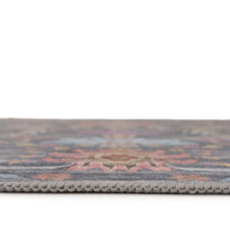 Loomed Floral Design Cotton Chenille Rug Navy Multicolour Machine Washable 60Cm X 240Cm - thumbnail 3