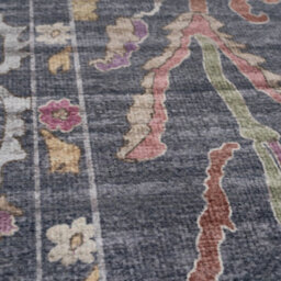 Loomed Floral Design Cotton Chenille Rug Navy Multicolour Machine Washable 60Cm X 240Cm - thumbnail 4