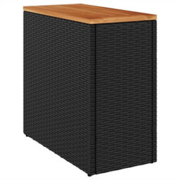 Walplus Garden Side Table With Wooden Top Black 58X27.5X55 Cm Poly Rattan - thumbnail 2