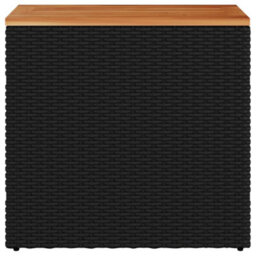 Walplus Garden Side Table With Wooden Top Black 58X27.5X55 Cm Poly Rattan - thumbnail 5
