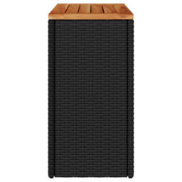 Walplus Garden Side Table With Wooden Top Black 58X27.5X55 Cm Poly Rattan - thumbnail 6