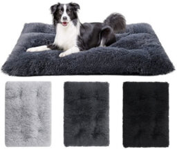 Black Dog Bed Soft Pet Cushion Large Dog Crate Puppy Cat Mattress Washable Pad Mat 80X55Cm M - thumbnail 7