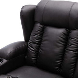 More4Homes Caesar Manual High Back Luxury Bond Grade Leather Recliner 3 Seater Sofa (Black) - thumbnail 4