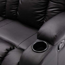 More4Homes Caesar Manual High Back Luxury Bond Grade Leather Recliner 3 Seater Sofa (Black) - thumbnail 5