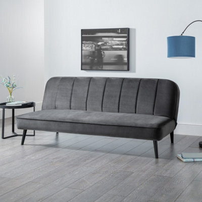 Julian Bowen Miro 3 Seater Grey Velvet Upholstered Sofabed, Armless, Clic-Clac, Height: 82 X Width: 190 X Depth: 90Cm - image 1