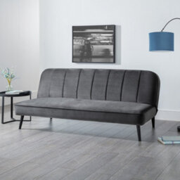 Julian Bowen Miro 3 Seater Grey Velvet Upholstered Sofabed, Armless, Clic-Clac, Height: 82 X Width: 190 X Depth: 90Cm - thumbnail 1