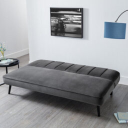 Julian Bowen Miro 3 Seater Grey Velvet Upholstered Sofabed, Armless, Clic-Clac, Height: 82 X Width: 190 X Depth: 90Cm - thumbnail 2