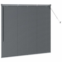 Berkfield Window Blind With Curtains Manual Dark Grey Aluminium - thumbnail 5