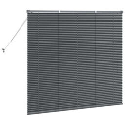 Berkfield Window Blind With Curtains Manual Dark Grey Aluminium - thumbnail 7