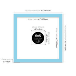 "5X5"" Light Blue Picture Frame - 5X5"" Square Frame With 2X2"" Mount For 5X5""/2X2"" Pictures Luxurious Style Gallery Wall, 1 Pack" - thumbnail 2