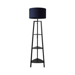 Valuelights Hiru Black 3 Tier Shelf Floor Lamp With Navy Drum Shade And Bulb - thumbnail 7