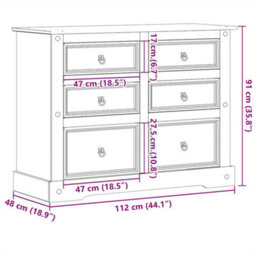 Berkfield Chest Of Drawers Corona 120X48X91 Cm Solid Wood Pine - thumbnail 9