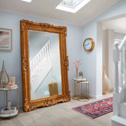 The Online Mirror Shop Antique Mirror Belgravia Rectangular Shaped With Gold Frame- H 223Cmxw 142Cmxd 11Cm For Leaning In Entryway, Bedroom, Dressingroom - thumbnail 1