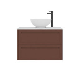 Royal Bathrooms Royal Bathroom Elmore 800mm Terracotta Clay Wall Mounted Countertop Bathroom Vanity Unit 2 Drawer With Breeze Basin - thumbnail 7