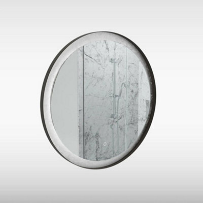 Sensio Hebe 800mm Triotone Led Illuminated Round Mirror With Demister - Silver Crackle - image 1